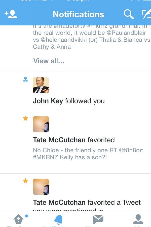 WebTaniwha's tweet image. Talk about getting a fright when you get the Prime Minister as a new Twitter follower! Lucky it's @not_johnkeypm!