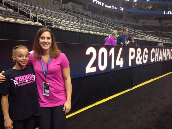 GymPhenom's tweet photo. O and Coach Jess getting ready to rock at the P&amp;G Championships #pgchamps http://t.co/2TYzJnjR79