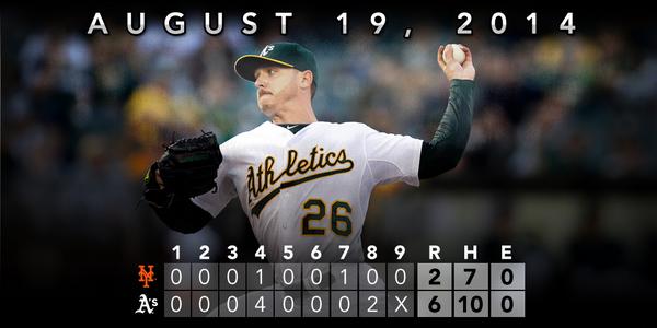 Athletics's tweet photo. RECAP: @scottkazmir19 fans 6 and earns his 14th W as the #Athletics top the Mets. http://t.co/N1lW6a9tGx #GreenCollar http://t.co/Q9krj4u9LK