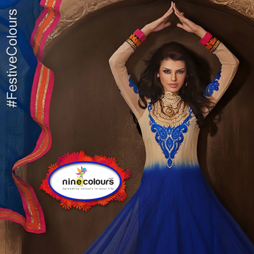 NineColoursInd's tweet image. For this festival of dance celebrated in honour of Maa Durga you will need 9 beautiful Anarkalis #FestiveColours