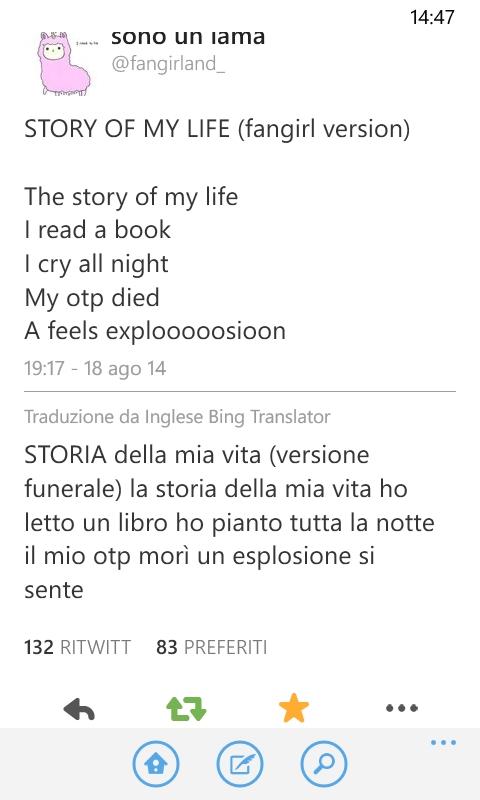 Francesca A Twitter Story Of My Life Fangirl Version The Story Of My Life I Read A Book I Cry All Night My Otp Died A Feels Explooooosioon