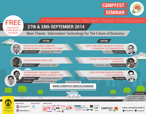 COMPFEST's tweet photo. Pendaftaran Seminar CompFest 2014 sudah dibuka! http://t.co/Lb7gqkCEqs #IncredibleExp http://t.co/oxv8IQL8Yf
