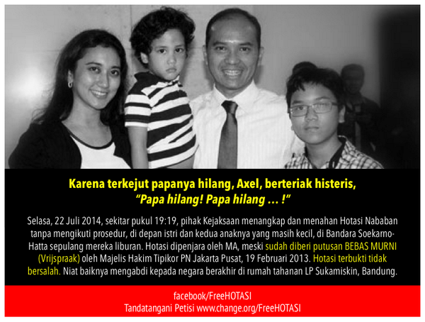 FreeHOTASI's tweet photo. @sudjiwotedjo Mari berpetisi: http://t.co/0z2SCExmdZ   #janganpenjarakanOrangBAIK #FreeHOTASI http://t.co/0I9oKZQcMA