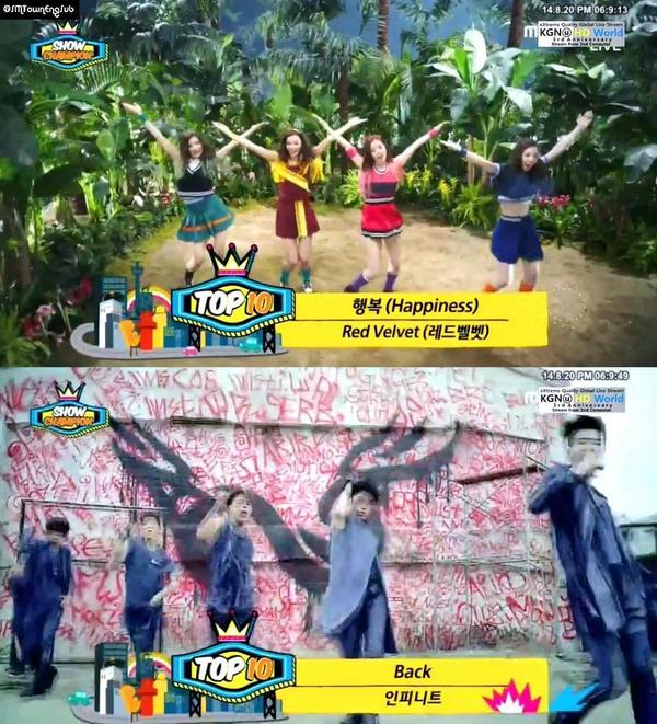_RedVelvetINDO's tweet photo. Show Champion Top 10 Chart This Week:
Girl's Day
Red Velvet
Ladies Code
Block B
Secret
AOA
Winner
INFINITE
HyunA http://t.co/iCjBt34nLC