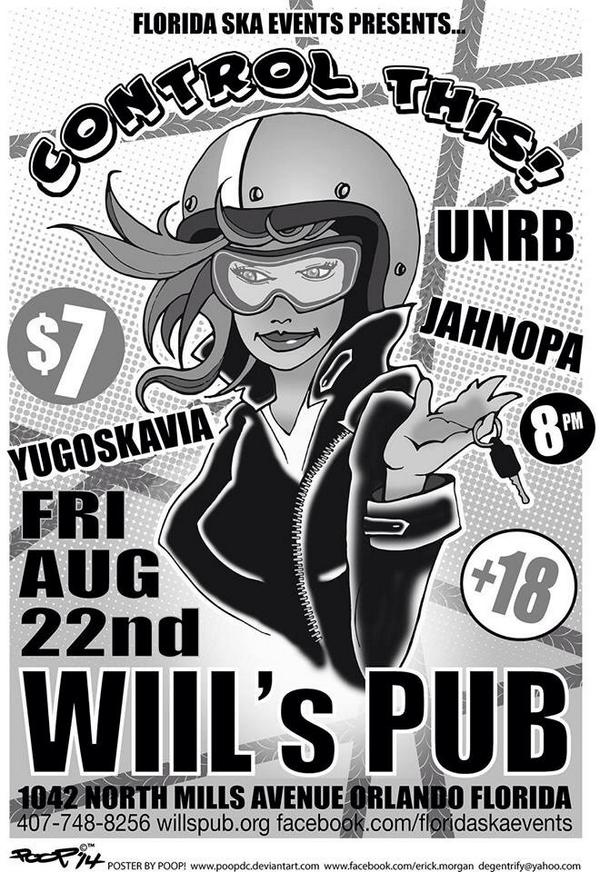Tampa Ska Archive (@tampaska) on Twitter photo FRI/AUG 22/8PM/$7/18+ <a href="/ControlthisFL/">Jeff Richey</a> <a href="/UNRBmusic/">UNRB</a> <a href="/YugoskaviaFL/">Yugoskavia!</a> #Jahnopa <a href="/willspub/">Will's Pub</a> #floridaska facebook.com/events/2795980… FRI/AUG 22/8PM/$7/18+ <a href="/ControlthisFL/">Jeff Richey</a> <a href="/UNRBmusic/">UNRB</a> <a href="/YugoskaviaFL/">Yugoskavia!</a> #Jahnopa <a href="/willspub/">Will's Pub</a> #floridaska facebook.com/events/2795980…