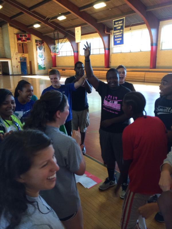KCCaseyK's tweet photo. @PlayworksMA Rock, Paper, Scissor Rockstar to start Day 3.  All our amazing coaches together, ready for #back2recess http://t.co/ESvFAsVhtx