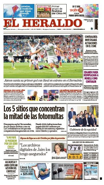 elheraldoco's tweet photo. Primera plana de EL HERALDO de hoy, miércoles 20 de agosto de 2014 #EnPrimeraEH http://t.co/i2Q5bMfgKk