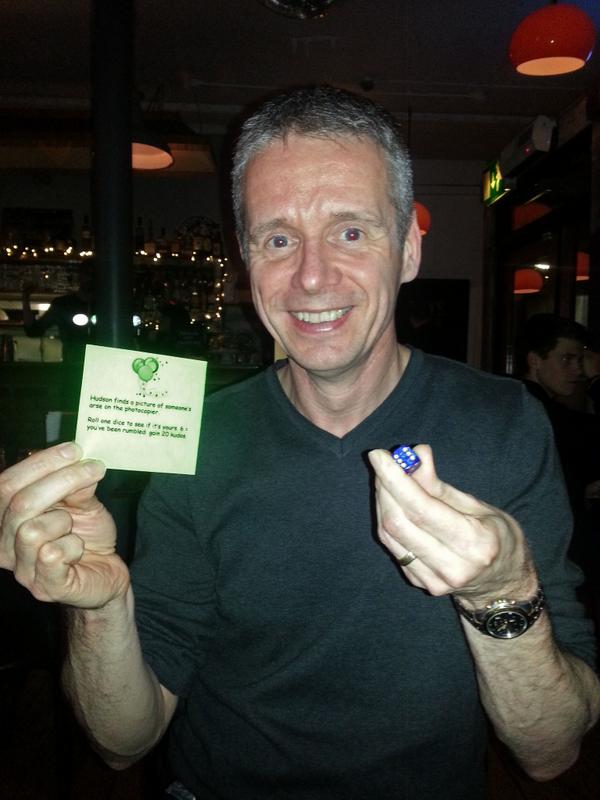 HudsonDamn's tweet image. Graham, thrilled to roll 6 and earn kudos by inadvertently leaving a copy of his arse on the photocopier @fallowcafe