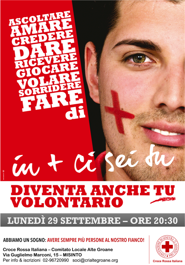 In più ci sei tu. Diventa Volontario della <a href="/crocerossa/">Croce Rossa Italiana</a>.
Lunedì 29 Settembre ore 20:30 - Presentazione.