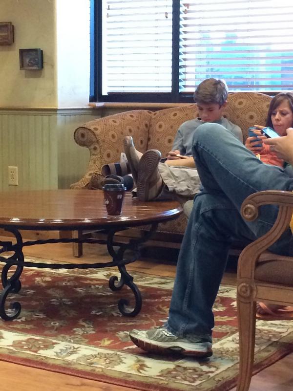 Really people... Feet on the table at a dental office? Wow! #NoClass #NotYourHouse #GetYouStankFeetOffOfThere