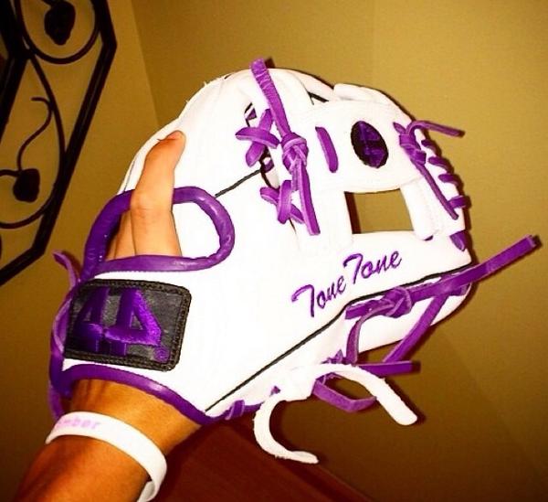 purple softball glove