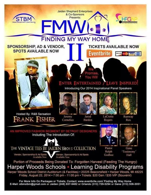 SapphireRosePR's tweet photo. The "Finding My Way Home" event is coming to Harper Woods High School this Friday! #Detroit #LifeChanging #FMWH http://t.co/MkZX1pFYgc
