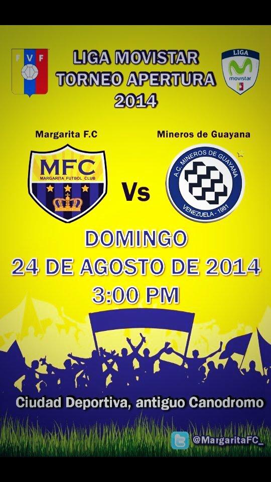 joelsiverio's tweet photo. Este domingo jugará el @MargaritaFC_  contra Mineros de Guayana! http://t.co/5z9oHJluu4