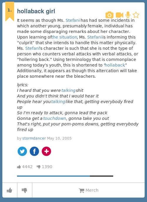 Urban Dictionary On Twitter Bobber221 Hollaback Girl It Seems As Though Ms Stefani Has Had Some Http T Co Bycsg517xs Http T Co F8iglekebt