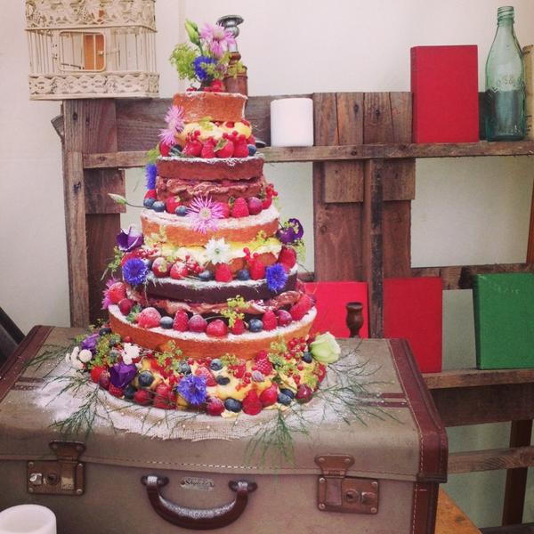 A recent 5 tier sponge and choc wedding cake, that only just stayed standing in a very hot marquee  #weddinghour