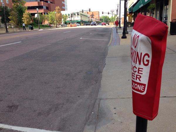 CaseyNolen's tweet image. Clayton preparing for potential protest. Some biz's closed, parking restricted &amp;amp; 1 street closed. #Ferguson