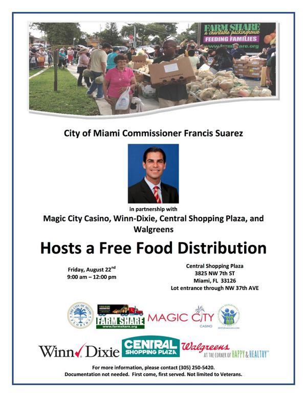 Please support #CauseMovers @FrancisSuarez & @FarmShareFL this Friday (8.22) for a #FreeFoodDistribution!