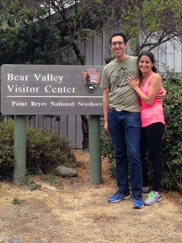 Congrats to Stephanie and Jason; they got engaged at Limantour Beach! Now go for a long hike!
