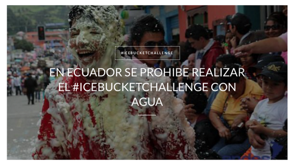 elmercioec's tweet image. Min Ambiente: "En Ecuador el #IceBucketChallenge se lo debe realizar con espuma de carnaval"
elmercio.com/icebucketchall…