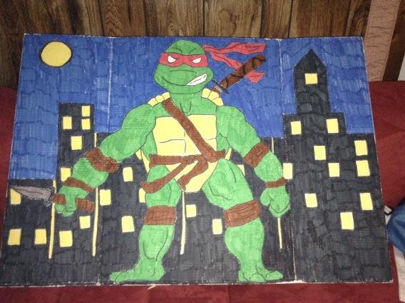 The fact that my mom just drew a ninja turtle.