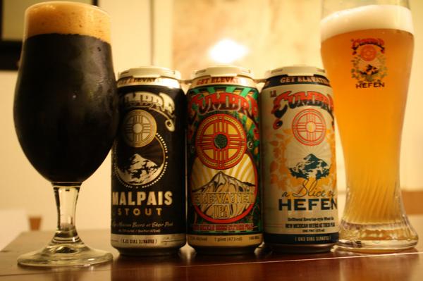 AbqDrinks's tweet photo. @LaCumbreBrewing sending us home with treats, big thank you #elevatedIPA #MalpaisStout #Hefen http://t.co/8Y0ST0QuED