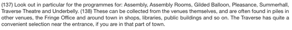 EdFestTips's tweet photo. #EdFest TIP137 Check info for Assembly, Assembly Rooms, Gilded Balloon, Pleasance, Summerhall, Traverse, Underbelly http://t.co/bS2yM6M3z7