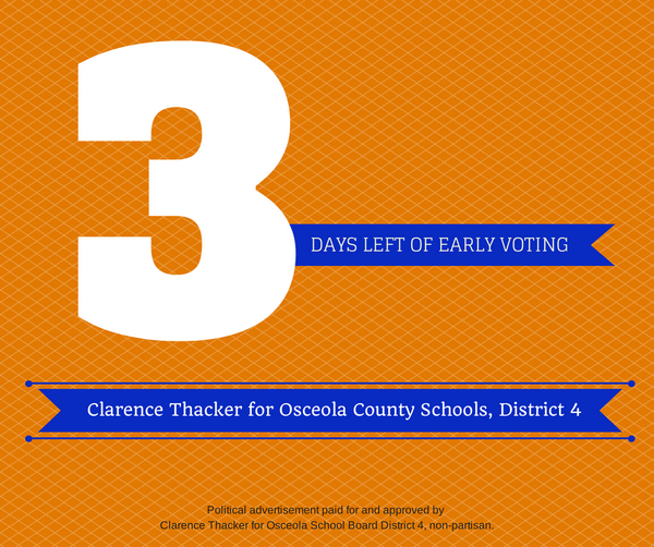 Only 3 days left to early vote! Share if you're already a #ThackerBacker! Voting locations: bit.ly/1t7M8AK