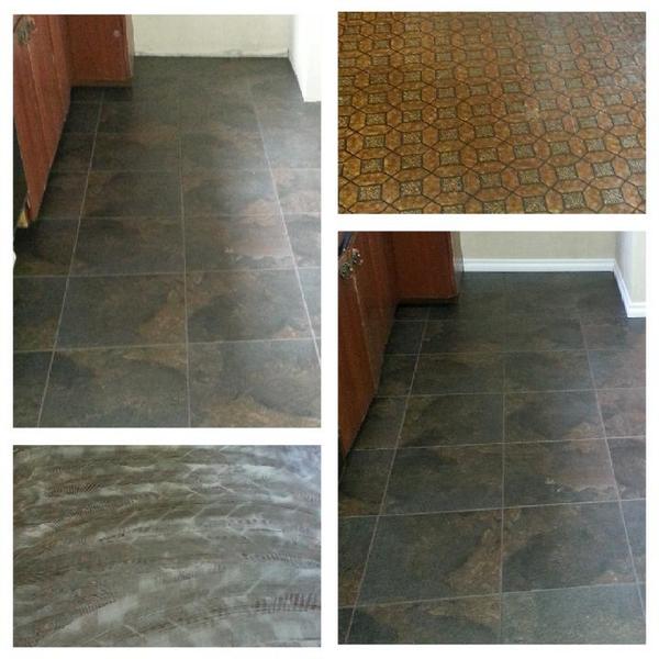 hallmarkinstall's tweet photo. Original vinyl. Prep with glue. Dura-Ceramic by @CongoleumCorp installed over top. http://t.co/BKJkeen9t6