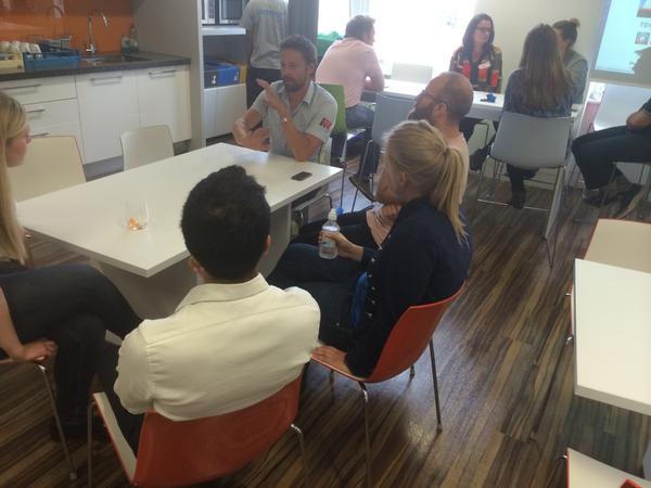 WeWorkUnbound's tweet photo. The whole day we could work on our own work, or work together on something (as in this pic...) #WeWorkUnbound http://t.co/Fys6tIlo2t