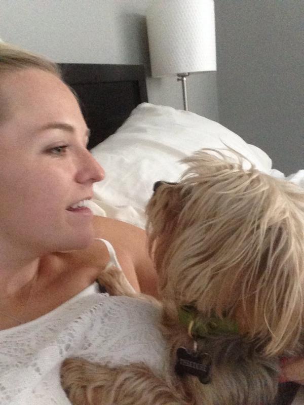 YoYorkie's tweet image. I tried keeping her in bed this morning...it didn't work! Happy Thursday!