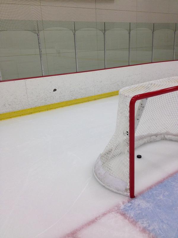 If you think Shea Weber doesn't shoot hard, you better think again. He only put a hole in the boards today... #bomb