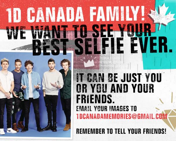 1D Canada fan selfie entry has been extended to Sunday! Terms &amp; Conditions here: bit.ly/1li0lfu Don't wait.