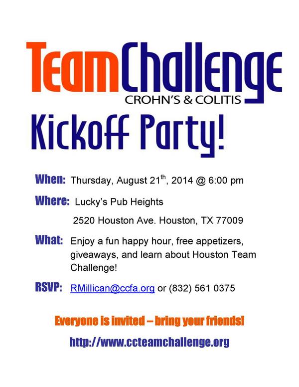 CCFAYP's tweet photo. Join CCFAYP and Team Challenge TONIGHT at Lucky's Pub in the Heights! http://t.co/B979cN23yN