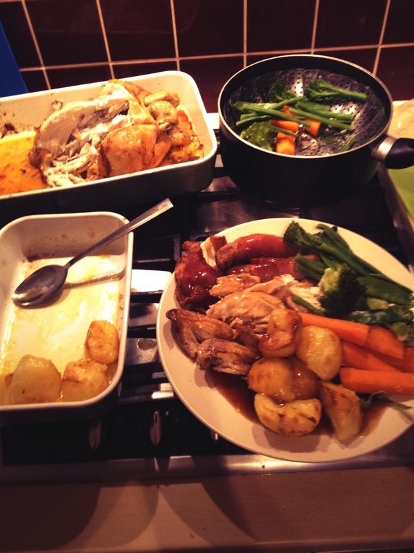 Half price chicken at work = impulse Sunday roast on a Thursday!