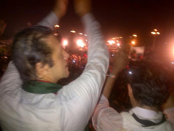 With my ppl in the rain. Nothing can stop the junoon for Naya Pakistan.