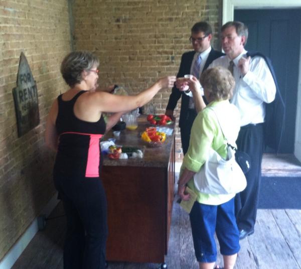 huntsvillecity's tweet photo. Yum yum! Mayor Battle samples chilled peach soup at the Weeden House. Here's to a Healthy Huntsville! http://t.co/U5lambLqyJ