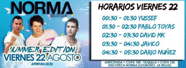 ConceptBaila's tweet photo. @Trinimaradona @VIAJESEURORIOJA @NataliaCGuti Aqui dejamos los horarios de este VIERNES 22 en NORMA! http://t.co/QT0xdLEYQC