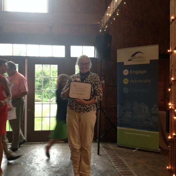 GMUMurphy's tweet photo. Janet Walker accepts on behalf of @GeorgeMasonU at the @LoudounChamber 2014 Healthy Business Challenge! http://t.co/7wyINHlU7y