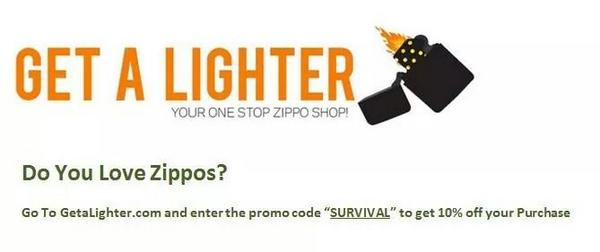 FishingLondonTV's tweet photo. Hey everyone do you love zippos!? Well head over to http://t.co/K6b3XqfA17 and use promo code "SURVIVAL" FOR 10% OFF! http://t.co/rbfnw2EOuU