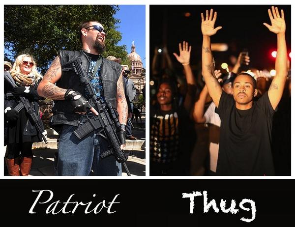 kharyp's tweet photo. #TipsForRacists the guy holding the semi automatic gun is the real thug in this picture. http://t.co/eUeKlqjtOd