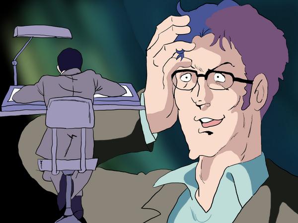 村井ニボシ 機動戦士ガンダム34話 宿命の出会い サイド6でアムロはシャアとララァに対面する そしてまだ生きてたコンスコンが宇宙に散る 絵は ガンダムの活躍をテレビ中継で見て 新しいメカのお陰だ ガンダムは使えるぞ と喜ぶテム 連続テム 1