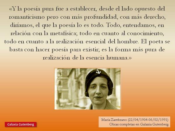 G_Gutenberg's tweet photo. La poesía pura según la gran María Zambrano https://t.co/vIaBSgxdB8 #poesia #libros #citas #GGutenberg http://t.co/YS70LEQCHp