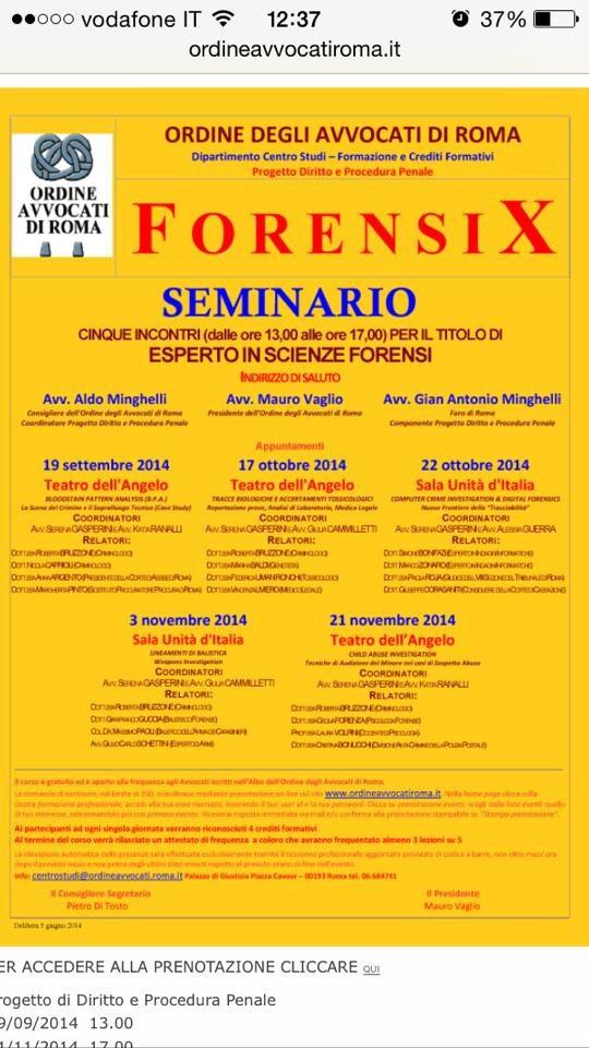 RobertaBruzzone's tweet photo. Per gli avvocati e giuristi interessati al tema #forensix #ordineAvvocatiRoma http://t.co/godF02lIt3