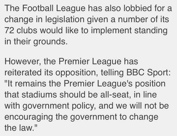 JosephLeivers's tweet image. @premierleague plays safe  #Footballunity @football_league  @Official_NCFC  @BBCSport #safestanding #cheaperfootball