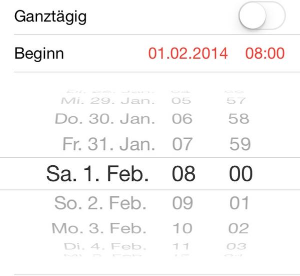 Schon gewusst? Tippt man im Kalender die Minuten doppelt an, man Termine minutengenau anlegen statt auf 5min genau: