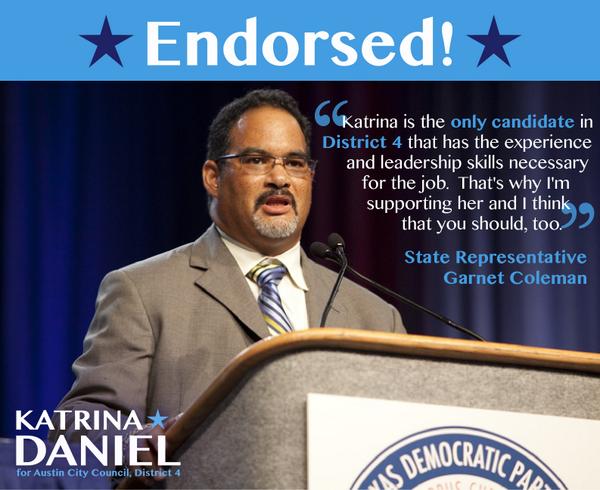 I'm thrilled to earn the endorsement of my mentor and former boss, <a href="/GFColeman/">Garnet Coleman</a>, one of TX's hardest-working Democrats.