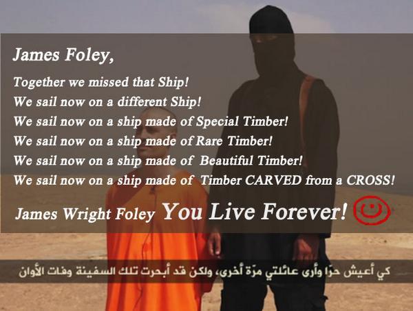 marunoye's tweet photo. #JamesFoley #JamesWrightFoley YOU LIVE FOREVER!
from #Mousul #Christians with proud #N http://t.co/xMV8kf0rqK