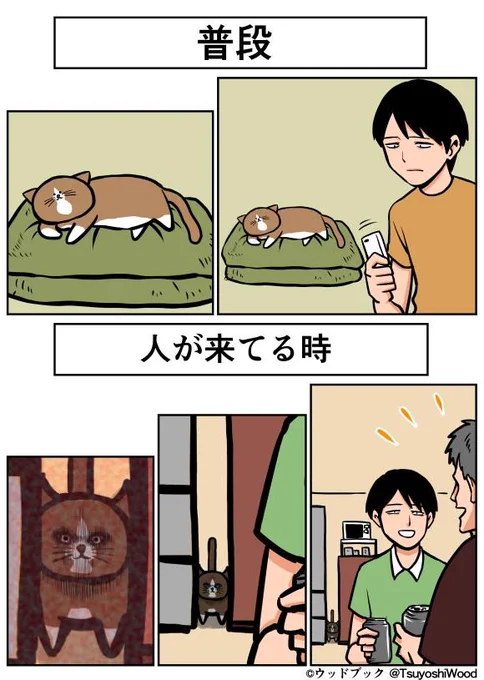 【漫画日記】うちの猫、人が来た時の顔が違う  http://t.co/KkUcQEBm1u 