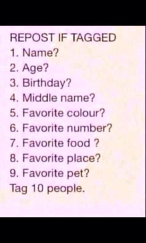 1 katya
2 15
3 30.08.1998
5 white
6 8
7 donuts 
8 home
9 dogs