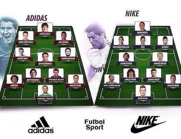 PlanetOfFutbol's tweet photo. Who would win in a match? 
RT for Nike 
FAV for Adidas http://t.co/x0JS9Qbmw5